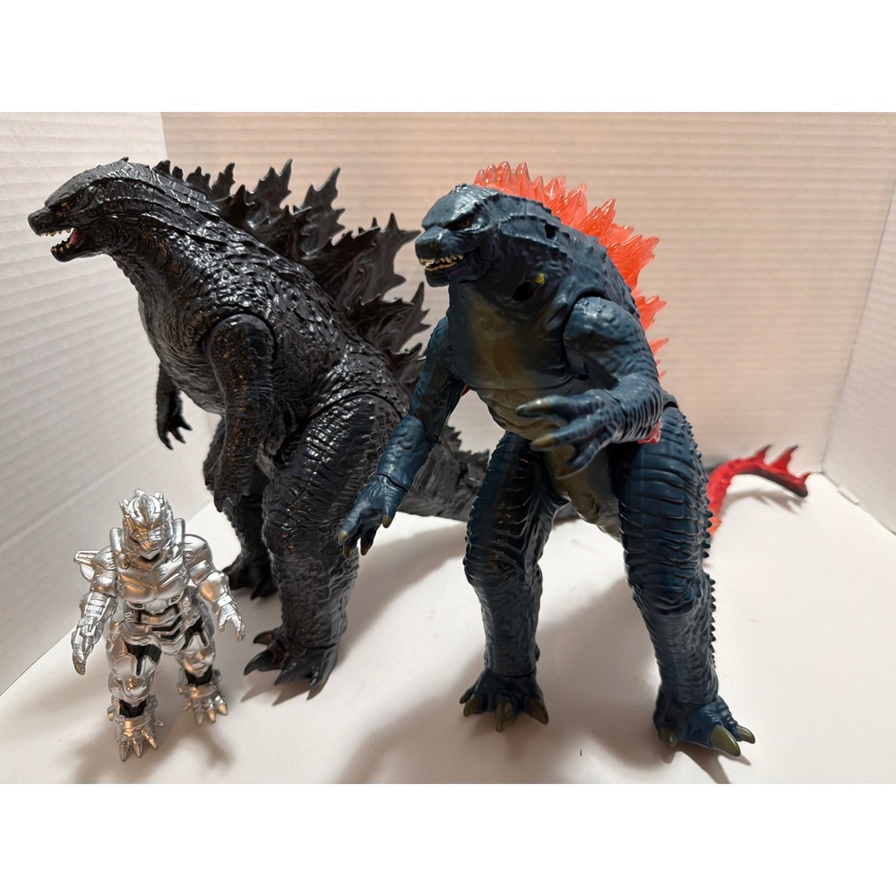 Godzilla Action Figure Lot 3pc Heat Ray Blue Orange & Mechagodzilla MonsterVerse